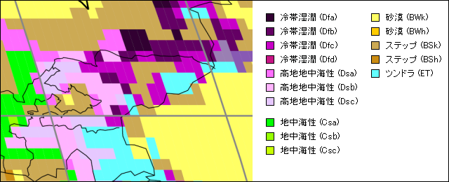 キルギス気候区分地図