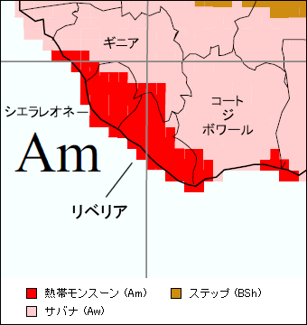 リベリア気候区分地図 リベリア気候区分地図