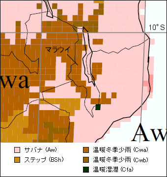 マラウイ気候区分地図