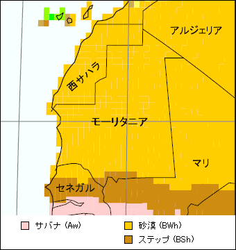 モーリタニア気候区分地図