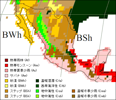 メキシコ気候区分地図
