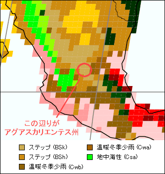 アグアスカリエンテス州気候区分地図