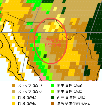チワワ州気候区分地図