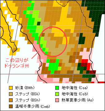 ドゥランゴ州気候区分地図