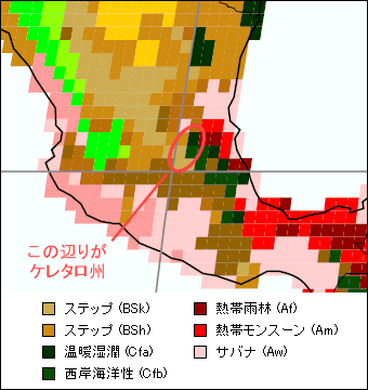 ケレタロ州気候区分地図