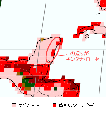 キンタナ・ロー州気候区分地図