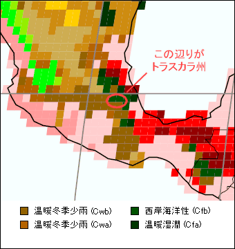 トラスカラ州気候区分地図