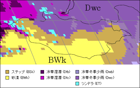 モンゴル気候区分地図