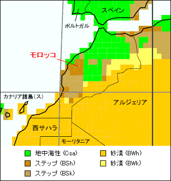 モロッコ気候区分地図