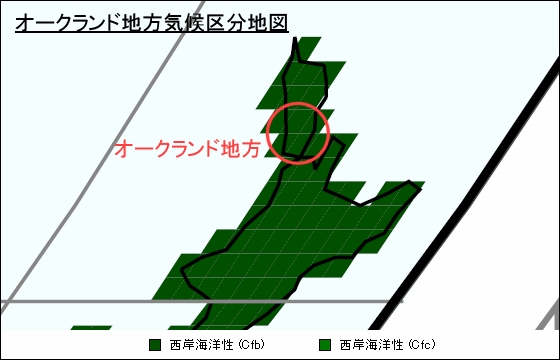 オークランド地方の気候が判る地図