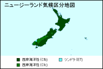 ニュージーランド気候区分地図