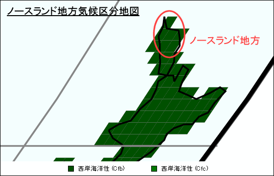 ノースランド地方の気候が判る地図