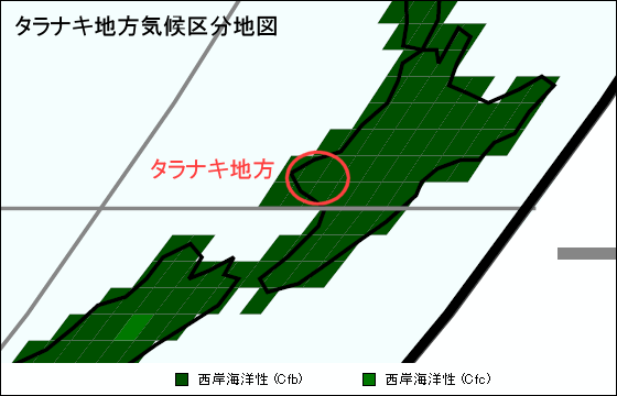 タラナキ地方の気候が判る地図