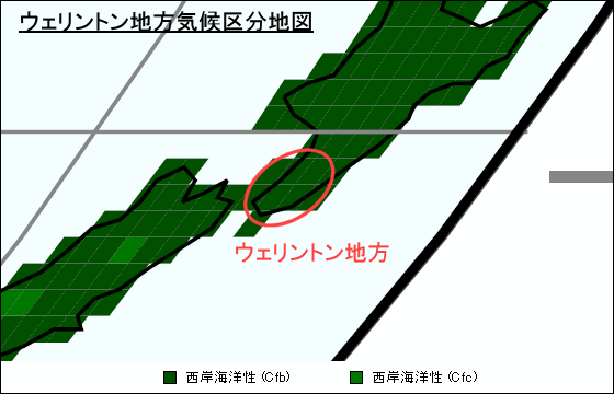 ウェリントン地方の気候が判る地図