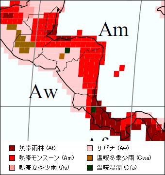 ニカラグア気候区分地図