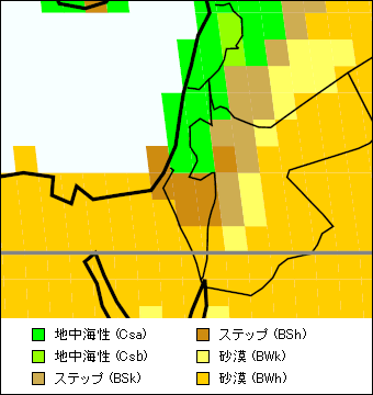 パレスチナ気候区分地図 パレスチナ気候区分地図