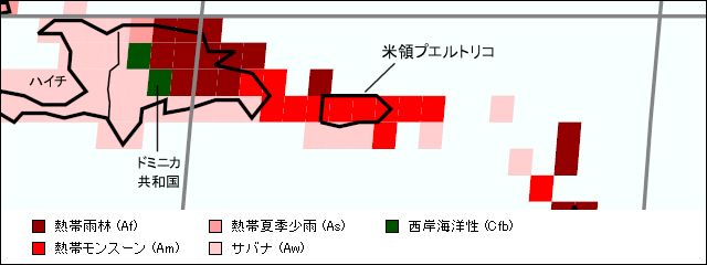 米領プエルトリコ気候区分地図