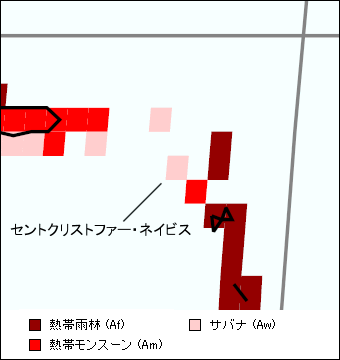 セントクリストファー・ネイビス気候区分地図 セントクリストファー・ネイビス気候区分地図