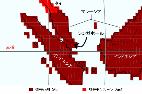 シンガポール気候区分地図