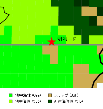 マドリード州気候区分地図 マドリード州気候区分地図
