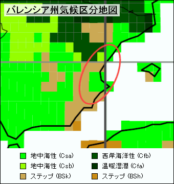 バレンシア州気候区分地図