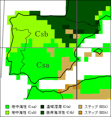 スペイン気候区分地図