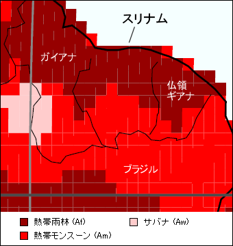 スリナム気候区分地図