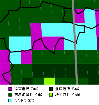 ティチーノ州気候区分地図 ティチーノ州気候区分地図