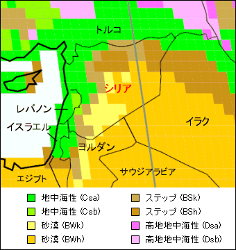 シリア気候区分地図