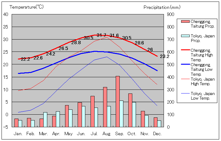 成功気温、一年を通した月別気温グラフ