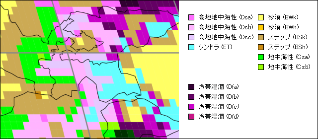 タジキスタン気候区分地図