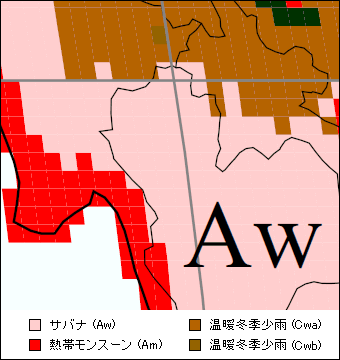 タイ北部気候区分地図