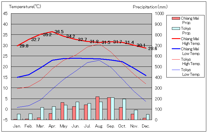 Chiang Mai Temperature Graph