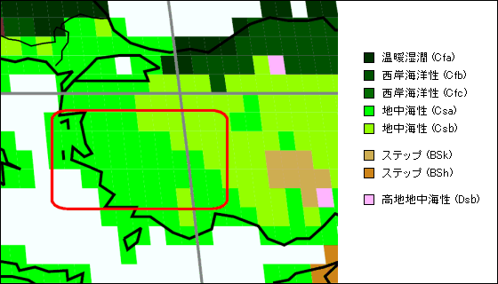 エーゲ海地方 気候区分地図