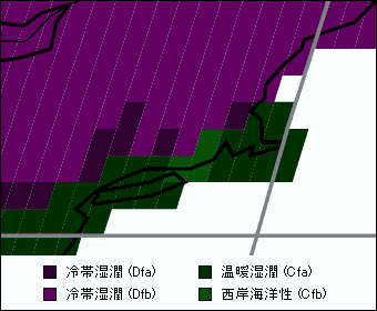 ロードアイランド州 気候区分地図