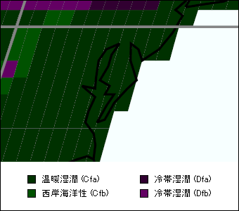 デラウェア州 気候区分地図