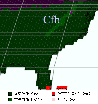 ジョージア州 気候区分地図