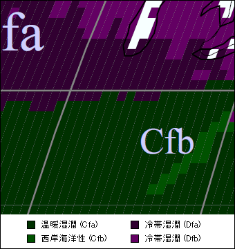 イリノイ州/インディアナ州 気候区分地図