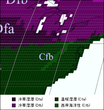 インディアナ州 気候区分地図