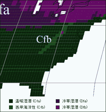 ケンタッキー州 気候区分地図