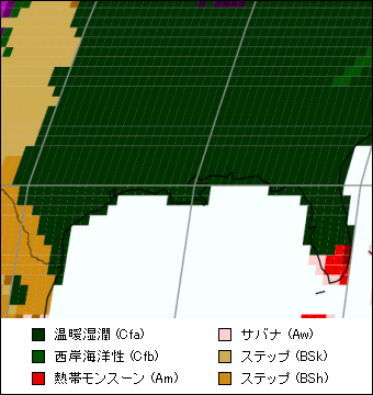 ルイジアナ州 気候区分地図