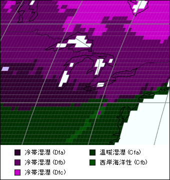 ミシガン州 気候区分地図