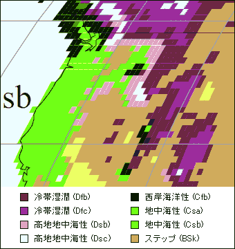 モンタナ州 気候区分地図