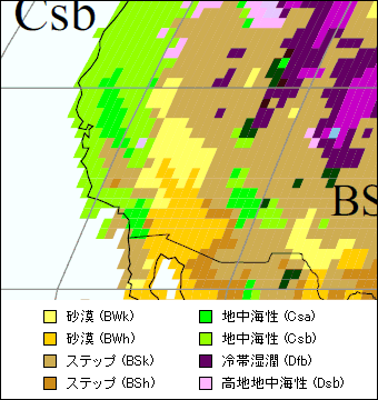 ネバダ州 気候区分地図