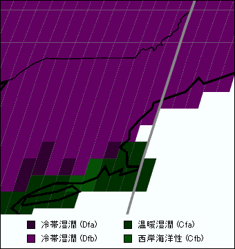 ニューハンプシャー州 気候区分地図