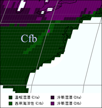 ノースカロライナ州 気候区分地図