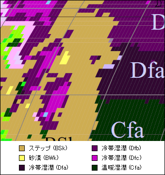 ノースダコタ州 気候区分地図