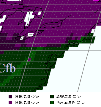 ペンシルバニア州 気候区分地図