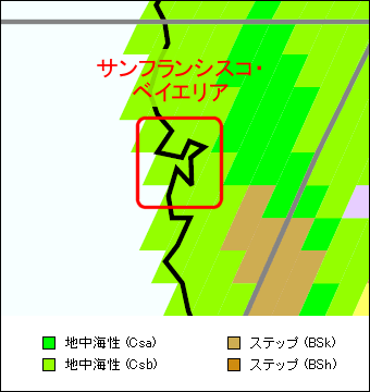 サンフランシスコ・ベイエリア 気候区分地図