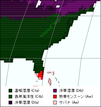 サウスカロライナ州 気候区分地図